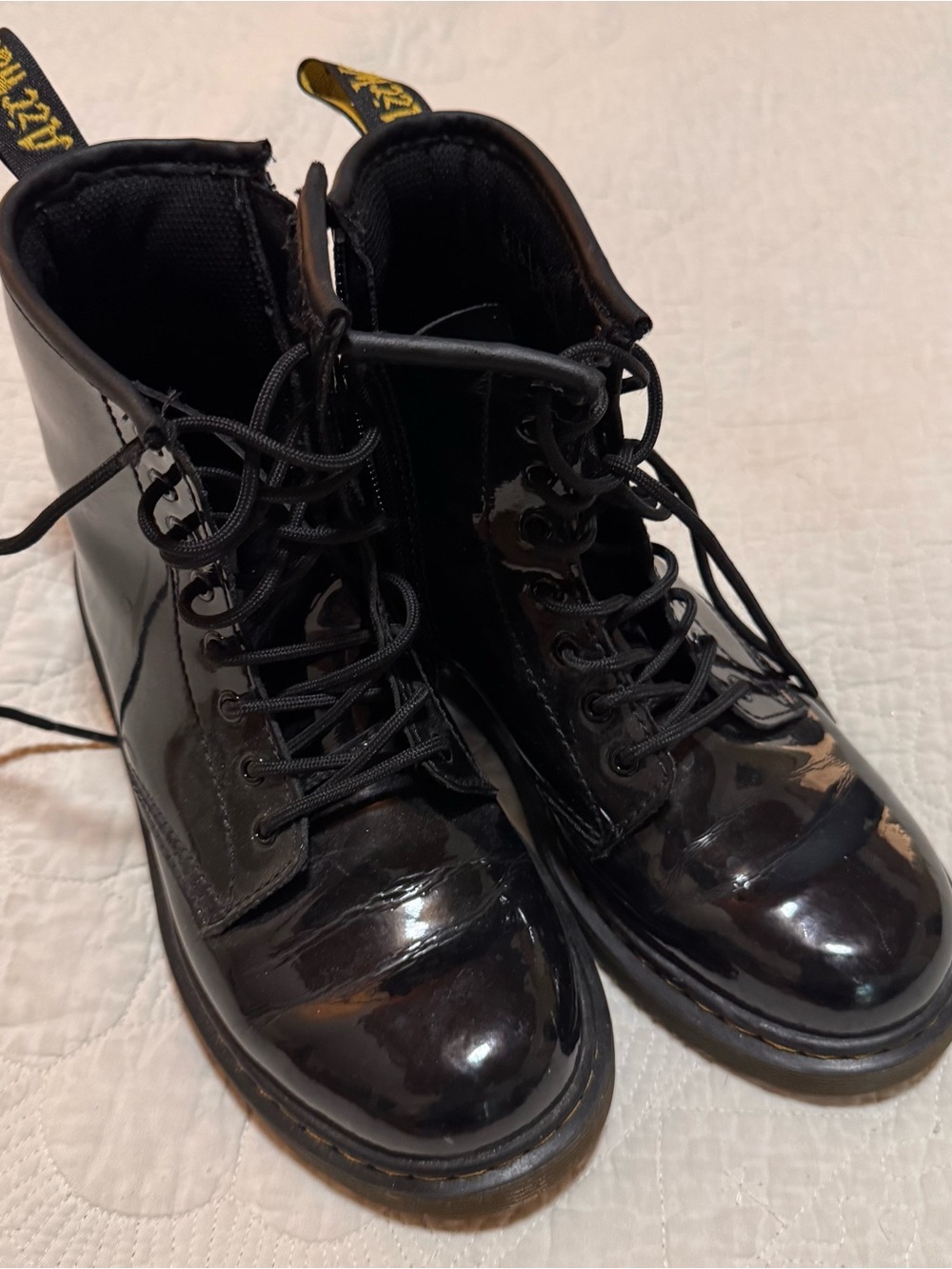 Dr. Martens Black Patent Lace-Up Kids Boots